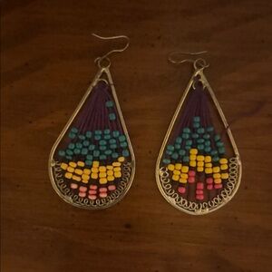 Colorful Beaded Teardrop Earrings